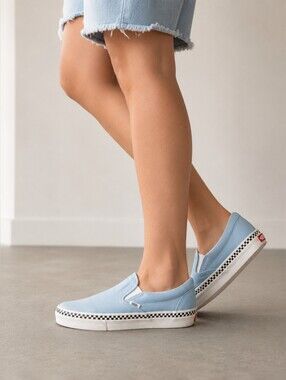 Van Light Blue Slip-ons 7.5